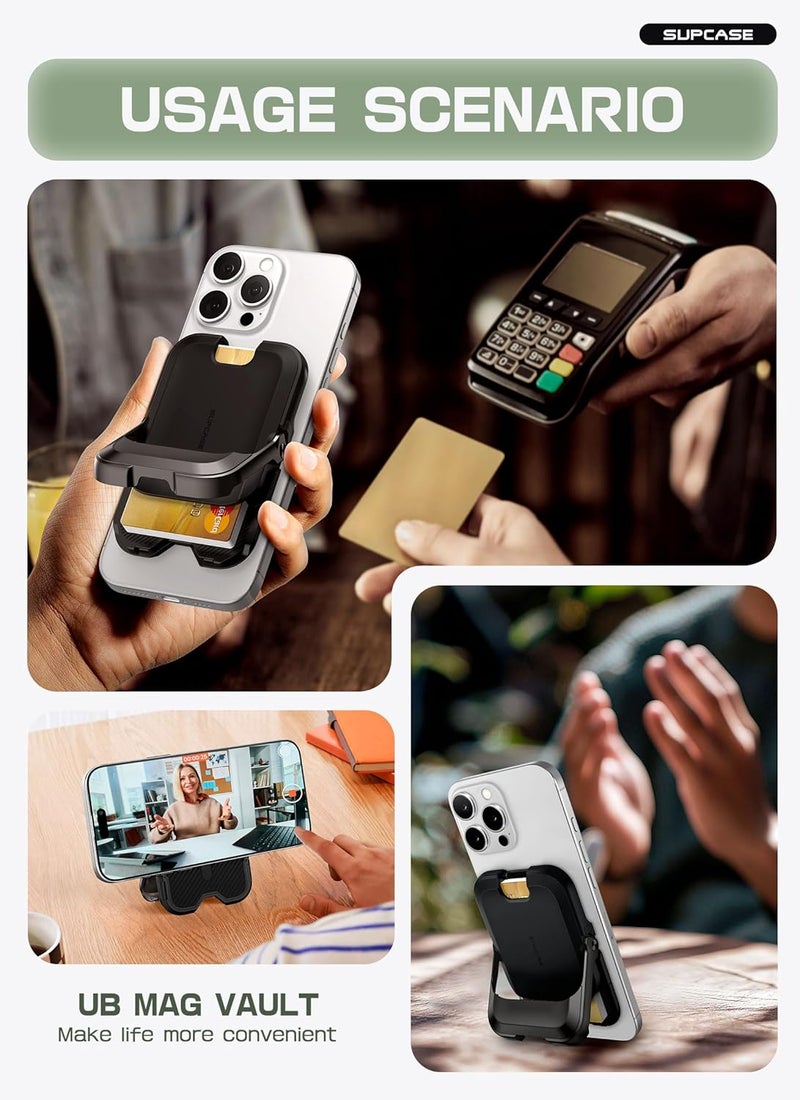 SupCase for MagSafe Wallet with Stand, Magnetic Wallet for Men Women, [Hold 6 Cards] [RFID Blocking] [Strong Magnetic Lock] Phone Stand Card Holder for iPhone 17/16/15/14/13/12 Series, Carbon Black - Image 3